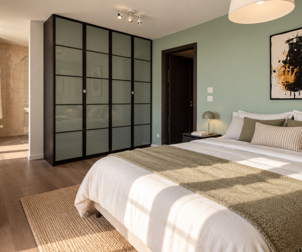 Bedroom with shower room